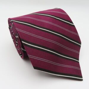Brooks Brothers Tie Silk Red Black White Striped Repp 3.75" Wide 57" Long USA
